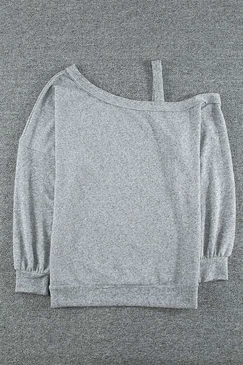 Asymmetric Dew Shoulder Long Sleeve Top